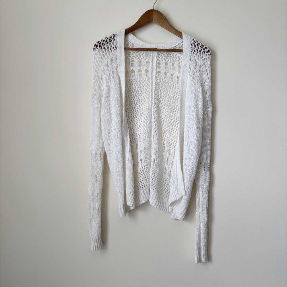 Rebecca Taylor White Crochet Cardigan Sweater Small Summer Coquette